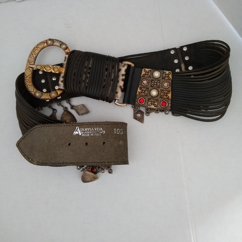LaDoppia Vita Braided Charm Calf-hair Western Belt - Picture 3 of 8